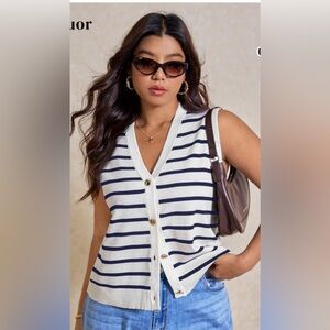Striped Sleeveless Top 2X
